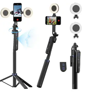 USKEYVISION Auto Face Tracking Cellphone Tripod - 70in Extendable Selfie Stick with LED Photography Flash, Rotating Stand, Remote Control, Mobile Phone Holder for Video Recording, Phone Accessories, Phone Accessories Compatible