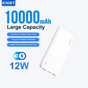 EAGET 1 PACK 10000mAh Pocket Power Bank Ultra Slim 12W Fast Charging External Battery for iPhone Samsung Android Travel Concert Daily Use Long Lasting Backup Power Best Gift - Smartphone, Chargeable