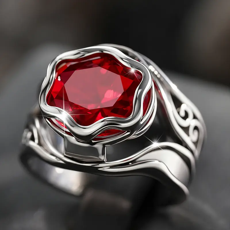Vintage Luxury Red Gemstone Statement Ring,Eye-Catching Red Gemstone,promise rings for gf, engagement rings for women, accessories for women, Suitable for parties,Christmas and Halloween,festivals, gifting, and daily wear