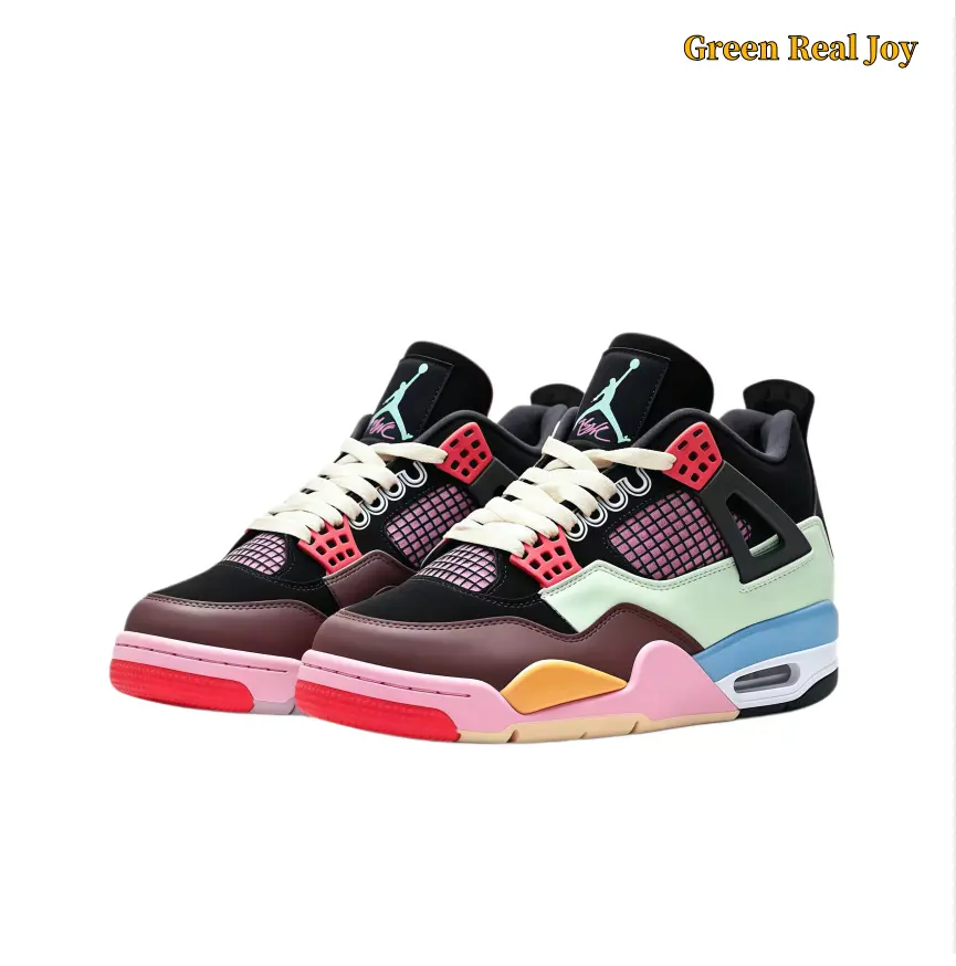 Multi Color Patchwork Mid Top Basketball Sneakers Brand New Breathable Grid Mesh Cushioned Trainers Air Cushion Shock Absorbing Air Soft Landing Ankle Support Retro Streetwear Footwear Multi Size Summer Comfort Athletic Shoes