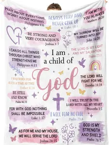 Christian Blanket for Women - I Am a Child of God - Inspirational Bible Verses - Perfect for Baptism, Christmas, Birthday - Soft & Cozy - Religious Gift