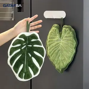 2-Piece Hangable Leaf-Shaped Microfiber Finger Towel Set, Soft Absorbent Quick-Dry Fingertip Towels with Hanging Loop, Decorative for Bathroom Use, Ideal Easter Gifts