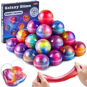 Slime Party Favors, 24 Pack Galaxy Slime Ball - Stretchy, Non-Sticky, Mess-Free, Stress Relief, and Safe - Toys for Girls and Boys - Classroom Reward, Party Supplies