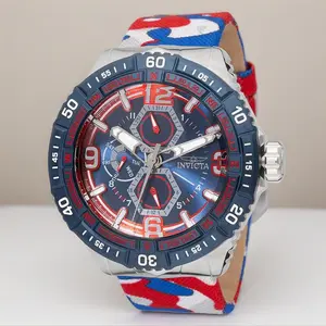 Invicta Men's Coalition Forces 49mm Analog Watch with Compass Bezel, Patriotic Camo Nylon Strap, 100m Water Resistant with 24-Hour Readings