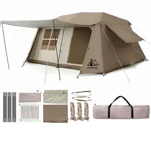 【Waterproof Instant Tent 】8 Person Oxford Fabric 2 Room 60s Setup with Silver/Titanium Black Coated UV Protection Waterproof Full Rainfly for Family Camping Reunions Gatherings Camping Essentials & Accessories Mother's Day Father's Day Gift Summer Fun
