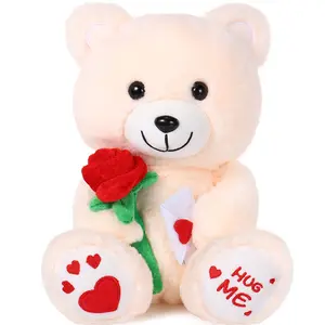 Valentines Teddy Bear with Rose Plush Stuffed Animal Bear Soft Stuffed Animal Gift for Boyfriends and Girlfriend Valentine's Day Birthday Anniversary Wedding Graduation Day Romantic Occasions Gift