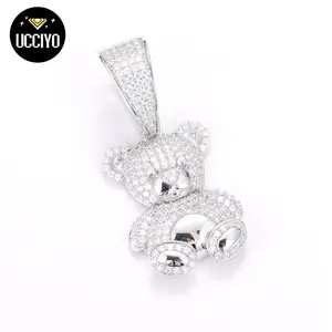 【#P294 】(Live) Exquisite Synthetic Moissanite Fashion Bear Pendant Necklace Lovely Animal Bear Pendant For Women Birthday Party Anniversary Gift Jewelry