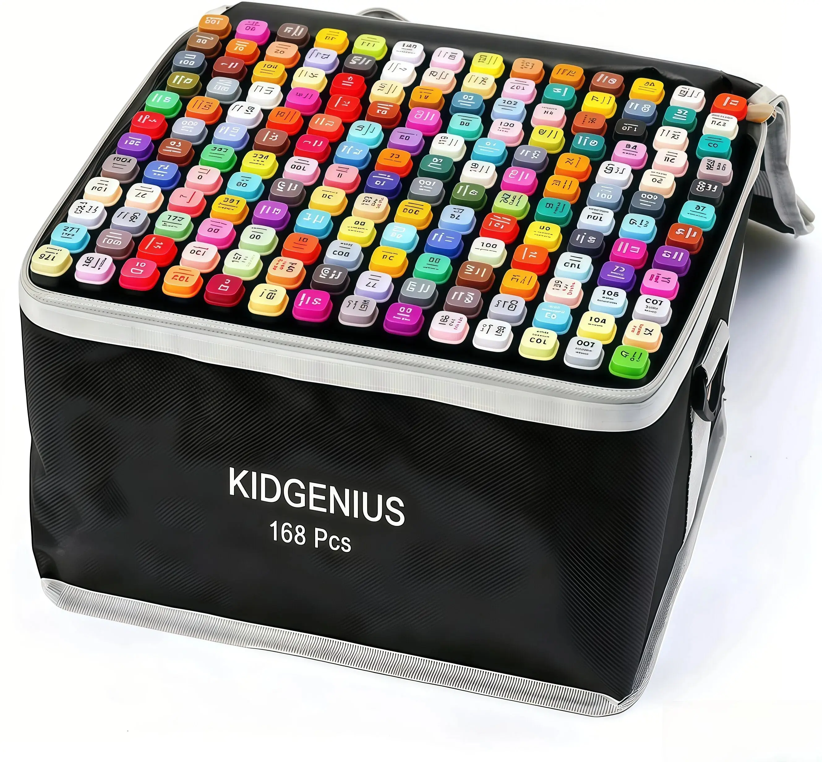 KIDGENIUS Professional Dual-Tip Alcohol Markers Set - 262 Vibrant Colors, Quick-Dry, Waterproof, Fade-Resistant, with Storage Base & Tote Bag, Ideal for Anime Art, Suitable for Artists, Perfect Independence Day Gift