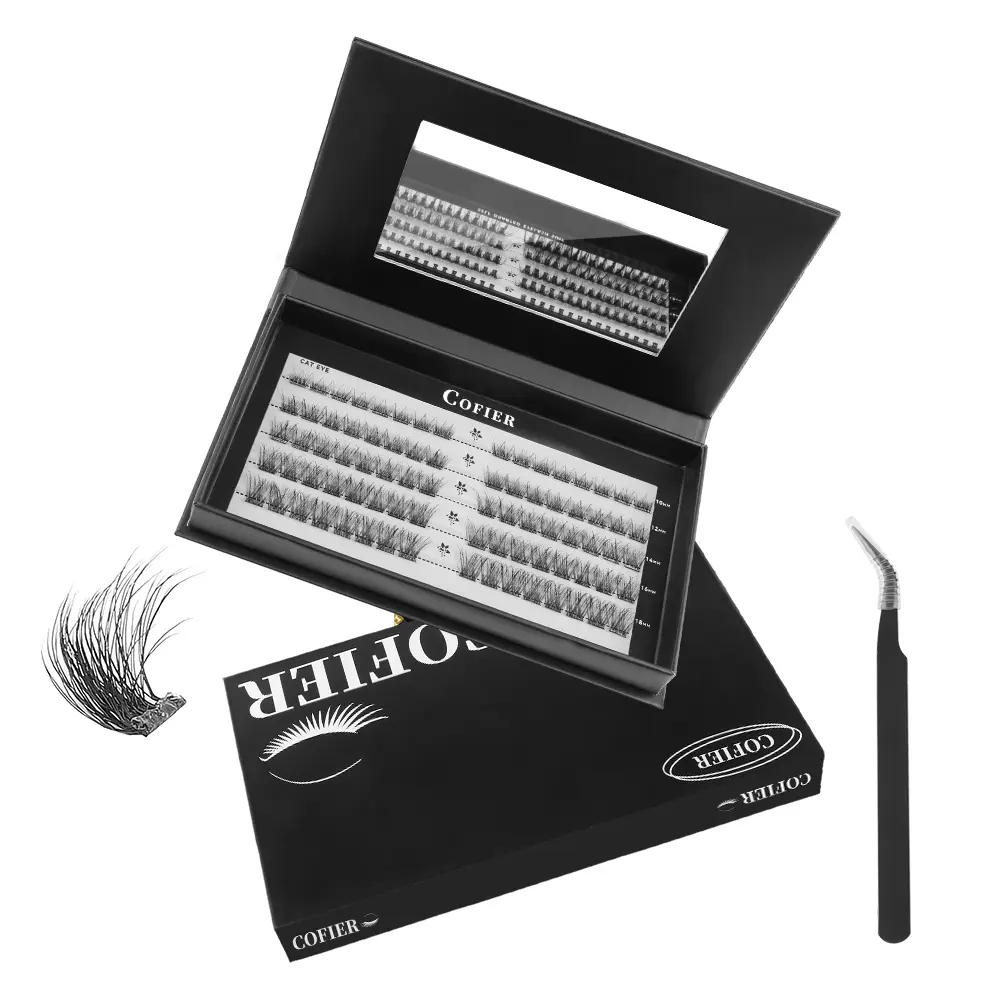 [Billy Exclusive] Cofier No Glue Lash Kit Jelly-Coated Base Self Adhesive Individual Eyelashes 80/90/100 Pcs Easy Makeup Application with Tweezers Gentle & Moisture #Summervibes
