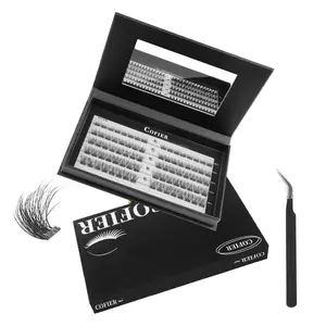 [Billy Tea Exclusive] Cofier No Glue Lash Kit Jelly-Coated Base Self Adhesive Individual Eyelashes 80/90/100 Pcs Easy Makeup Application with Tweezers Gentle & Moisture