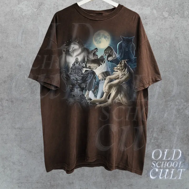 Alpha Wolf Vintage 90s T-Shirt, Retro Meme Tee, Grunge Clothing Aesthetic, Emo Silly Animal Graphic Shirt, Alpha Wolf Shirt, Washed Shirt
