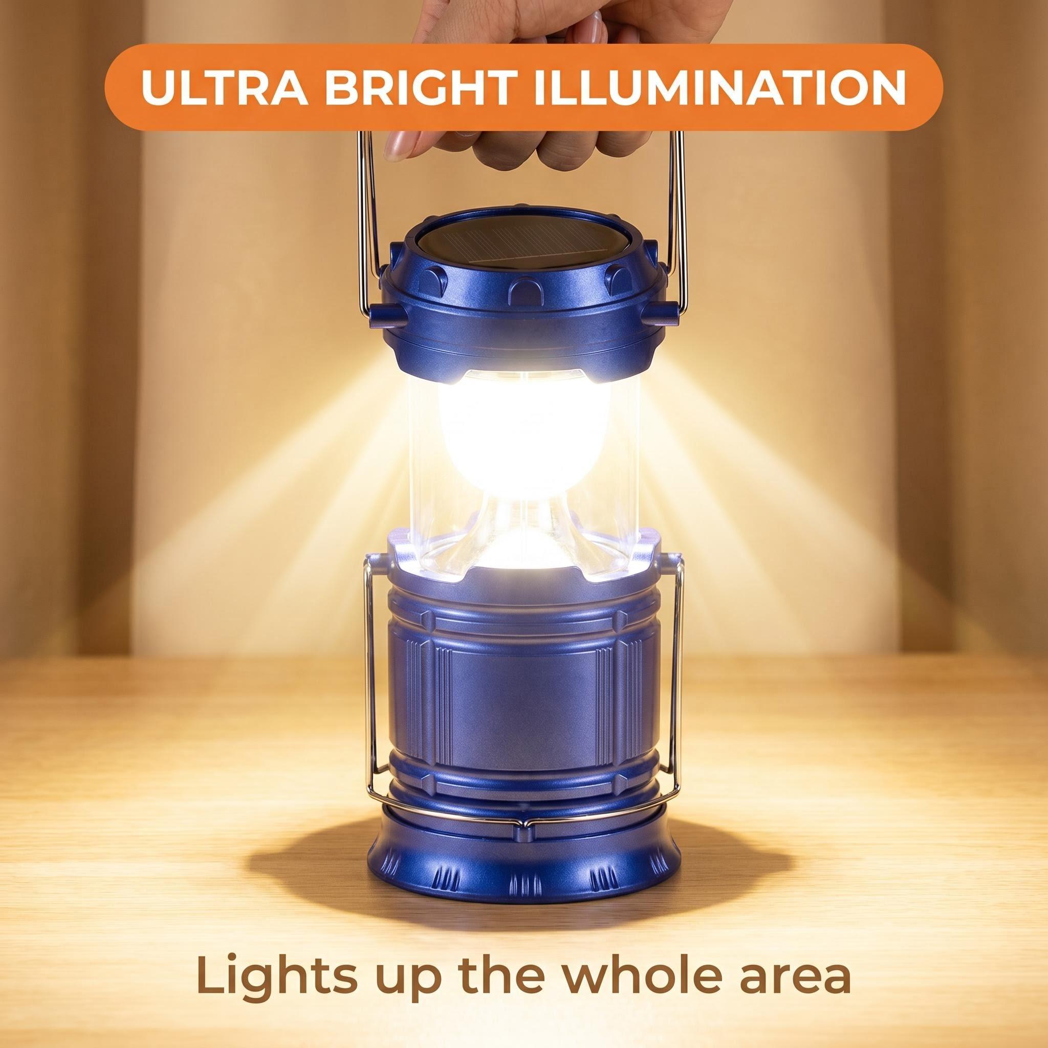 4-Piece Collapsible Portable LED Rechargeable Lanterns - Lightweight Waterproof Mini Solar Recharge Wireless Flashlight, Solar & USB Charging for Indoor/Outdoor Emergency Use, Mini Solar Lanterns sohochic
