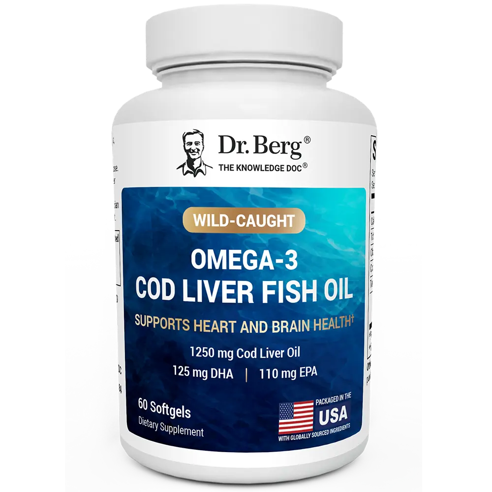 Wild-Caught Omega-3 Cod Liver Fish Oil DHA EPA – 60 Softgels