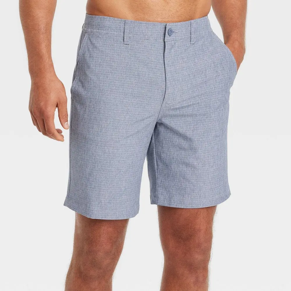 Men's 9" Hybrid Swim Shorts - Goodfellow & Co Recycled Polyester UPF 50+ Stripe Pattern 4-Way Stretch