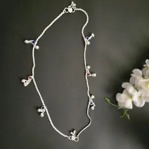 Beautiful Anti Tarnish Anklets One Pair Ankle Bracelet Payal for Women with Sparkling Accents and Delicate Design Featuring Colorful Beads
