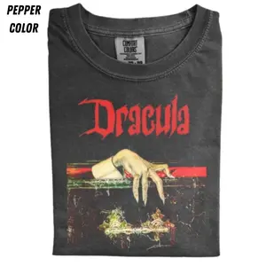Vintage Dracula Horror Shirt, Classic Vampire Graphic Tee, Gothic Creepy Hand Coffin Scene T-shirt, Retro Halloween Aesthetic Tee, Spooky Movie Tee, Gift for Men, Gift for Women, Crew Neck T-shirt, Trending T-shirt