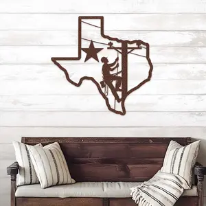 Texas Lineman Steel Wall Art
