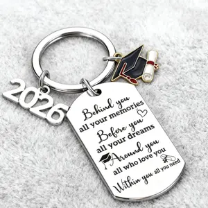 Class of 2026 Stainless Steel Graduation Keychain with Inspirational Quote - Personalized Message Keychains, Keepsake Gift for High School Seniors