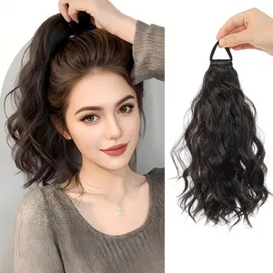 Water Wave Braided Ponytail Wig Scrunchie Hair Tie Cloud Curly High Ponytail Synthetic Hairpieces for Women