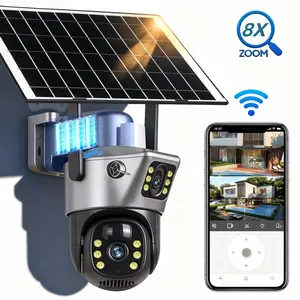 Dual Lens Solar Camera,270°Pan&Tilt Surveillance,24/7 Recording,PIR Motion Detection,Two-Way Talk,Outdoor Security Camera,Color Night Vision,APP Live View,Spotlight/Siren Alarm,Wall CCTV,IP Camera,Camera Systems