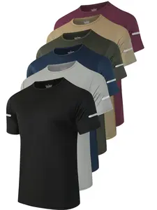 Men's Breathable Polyester Quick-Dry Sports T-Shirt Set, Short Sleeve Crew Neck Reflective Stripe, Ideal for Gym Running, All Seasons, Gym Clothes Workout, Quick Dry Activewear