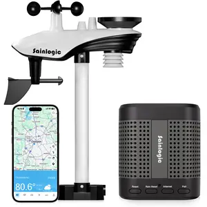 Sainlogic WiFi Smart Weather Station SA7 with 24H/ 7Days Accurate Weather Forecast by Weatherseed AI,Wireless Indoor Outdoor Weather Station with Rain Gauge and Wind Speed,2-Year Data Storage
