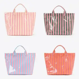 Summer Viral Bag 2026 - Striped Tote Bag High-Value Lightweight Handbag Commuter Large Capacity Portable Travel Shoulder Bag, Casual Style Fashionable All Seasons Beach Tote