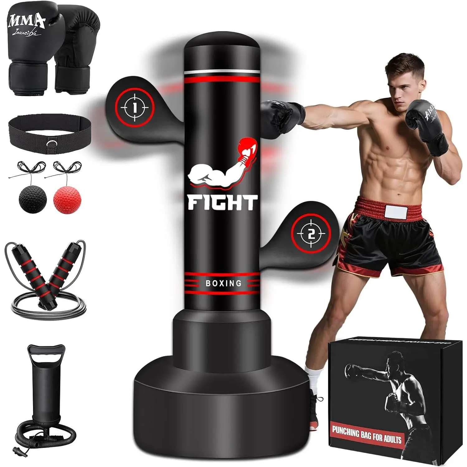 Upgraded Heavy Freestanding Punching Bag for Adults Teens, 70" Standing Punching Bag Kicking Bag Heavy Bag, Women Men Kickboxing Bags for Training MMA Fitness Home Gym