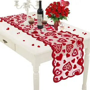 Valentine's Day Decorative Table Runner, 33.02 X 182.88 Cm Lace Tablecloth, Perfect for Wedding Parties, Romantic Home Decoration