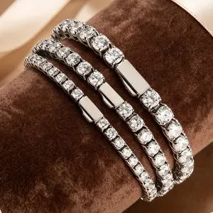 TennisChain 3-5MM Tennis Chain, Fashion Men's and Women's Hip Hop Stainless Steel Zircon Bracelet Jewelry