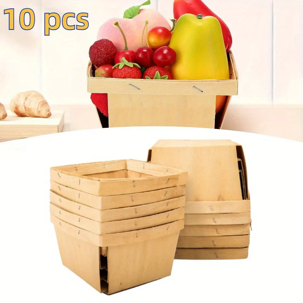 10pcs Small Square Wooden Ventilated Storage Baskets - Home Organizer, Gift Baskets for Daily Home Decoration