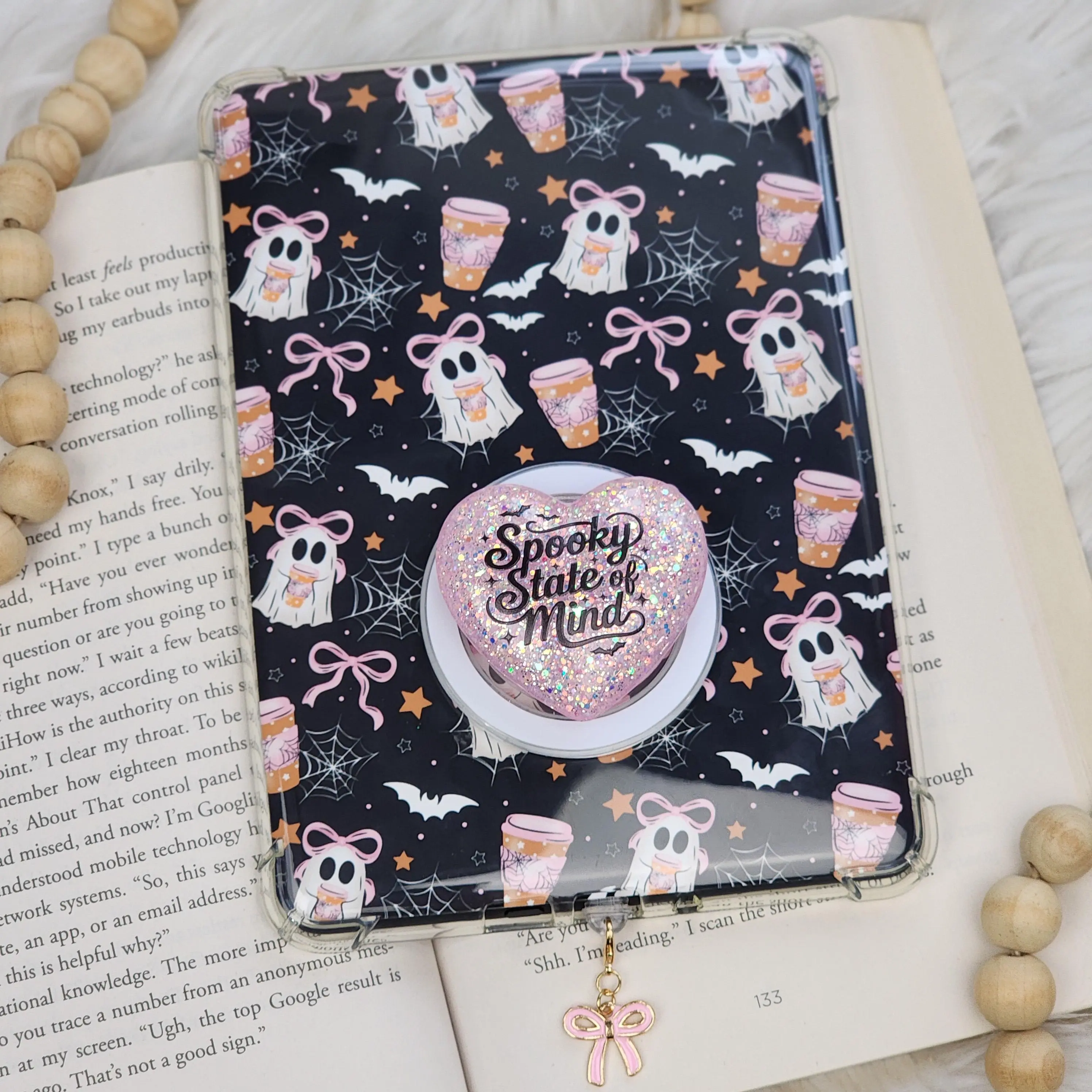 Kindle Accessories Set | Coffee Ghouls Spooky State of Mind | Insert, Grip & Charm