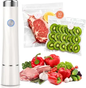Food vacuum sealer (compact vacuum sealer + 30 reusable vacuum bags), powerful handheld vacuum sealer, preserves 10 times the freshness.