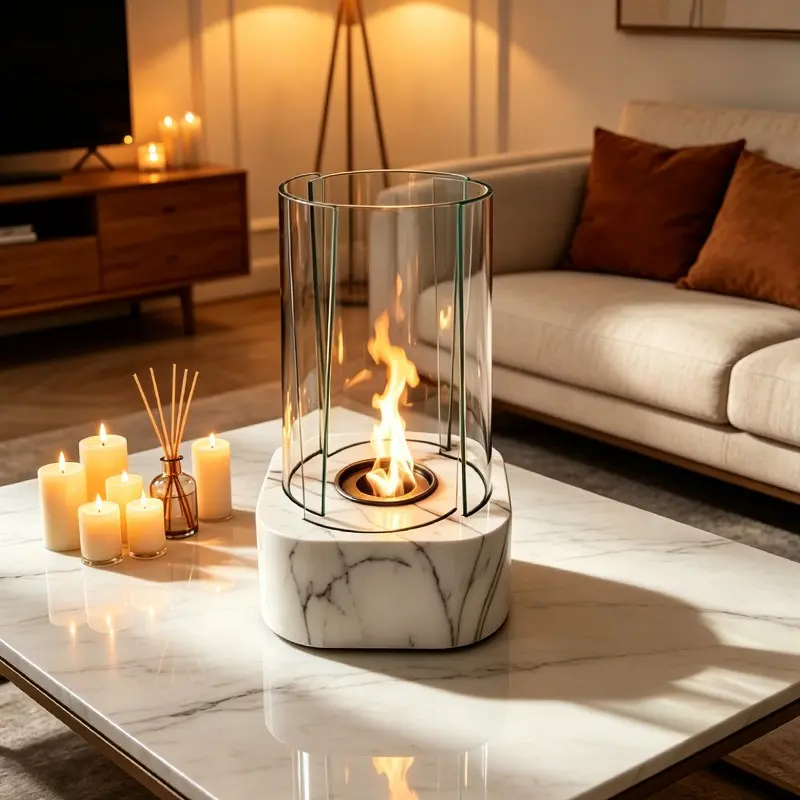1pc Dragon Storm Flame Transparent Glass Tabletop Fire Pit - Portable Dual-Use Heating Fireplace, 60-90 Minutes Long Burn Time, Indoor Outdoor Heater, Ideal Home Decor Gift