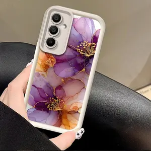 For Samsung Galaxy A52 A52s A16 5G A26 A17 A55 A05S A06 A56 A07 A36 A05 4G New Fashion Design Elegant Purple Flower Case For Samsung A53 A13 A15 A33 A12 A25 A35 A34 A14 A54 Trendy Atmosphere Soft Edge Thickened TPU Step Protective Case