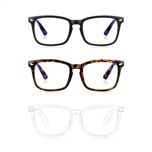 3-Pack Retro Round Bluelight Glasses for Women, Anti Eyestrain Eyewear with UV Protection & Glare Reduction, Suitable for Gaming & Computer Use (Black/Amber/White)