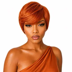 Ginger Copper Pixie Cut 100% Human Hair Wig - Short Gold Color 27 Wig