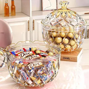 Candy Snack Bucket Storage Jar, Embossed Luxury Cookie Buffet Container with Lid, Food Storage Container, Jewelry Box Canister