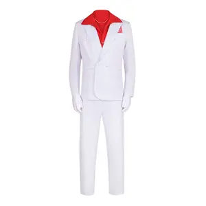 1983 Movie Scarface Al Pacino Cosplay Men White Suit Red Shirt Costume Accessories Outfits Halloween Roleplay Men Carnival Party