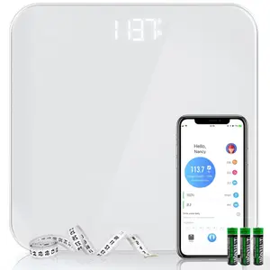 Scale for Body Weight, High Accuracy Bathroom Digital Scales, Bluetooth Weighing Scale, Unlimited Users, LCD Display, 400lb- White Healthcare