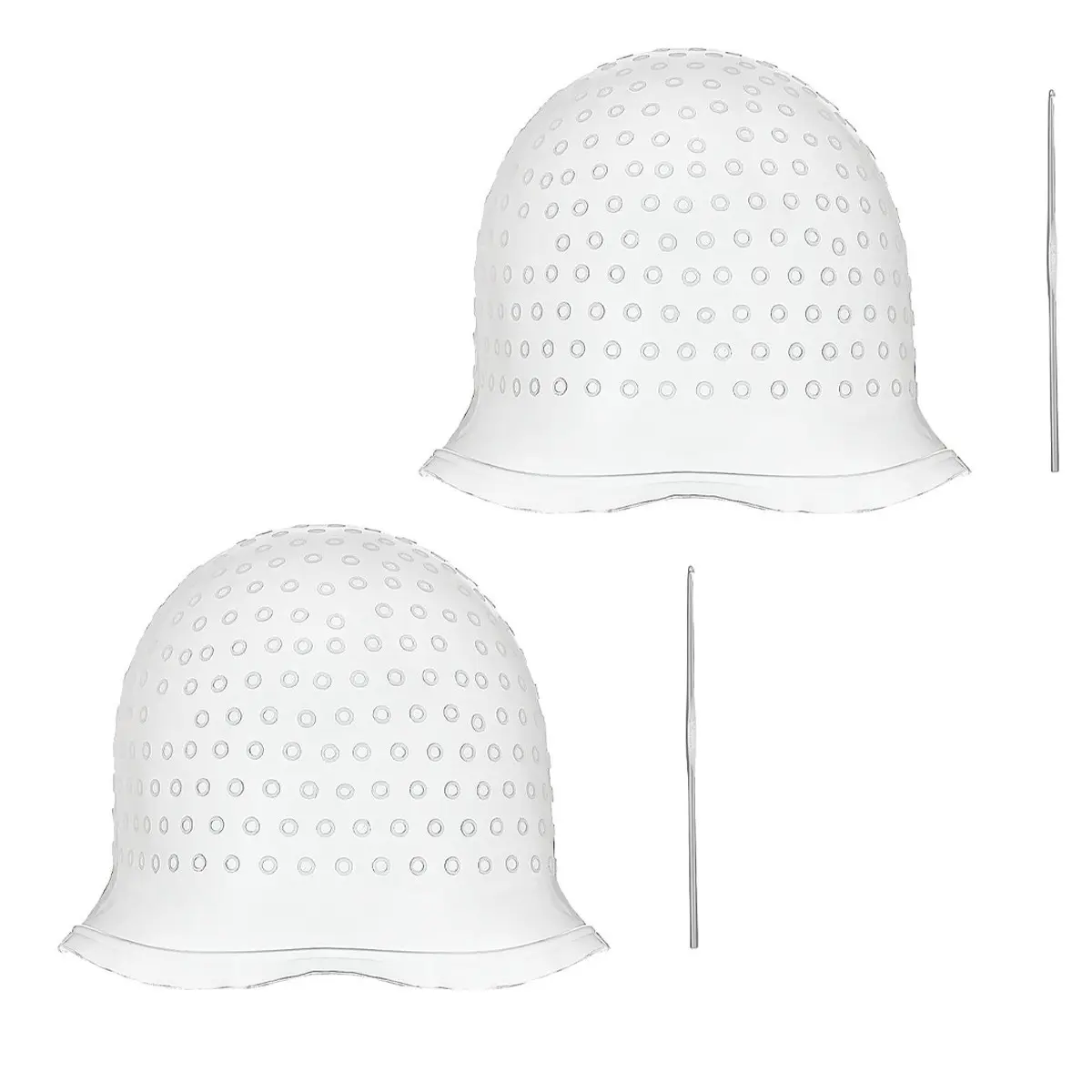 Reusable Silicone Hair Highlighting Cap with Hook, Hair Coloring Cap with Holes, Salon Hair Dye Tool Kit for Highlight & Bleach, Balayage Highlights