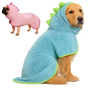 Dinosaur Costume Dog Dress, Puppy Costume, Plush Warm Pet Coat, Quick-Dry Bathrobe, Super Absorbent Towel, Suitable for Small to Large Dogs