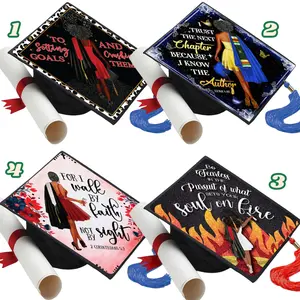 Woman Graduation Cap Tassel Class of 2026 Grad Cap Topper Decorations for Educated Queen Faith Christian Black Girl Graduation Gift Acrylic Cap