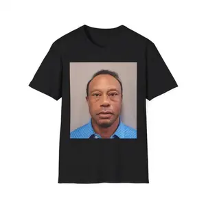🎉[100% Cotton] Unisex Tiger Woods Graphic Tee 2026 Mugshot Inspired Shirt Soft Breathable Casual Streetwear Trendy Vintage Style Statement T-Shirt Fun Sports Icon Print Comfortable Outfit Fits