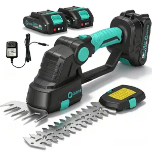 Cordless Hedge Trimmer with Battery - Grass Shear & Shrubbery Trimmer - 2 in 1 Handheld 20V Electric Grass Trimmer Hedge Shears Grass Cutter with 2 * 2.0Ah Batteries & Charge Base