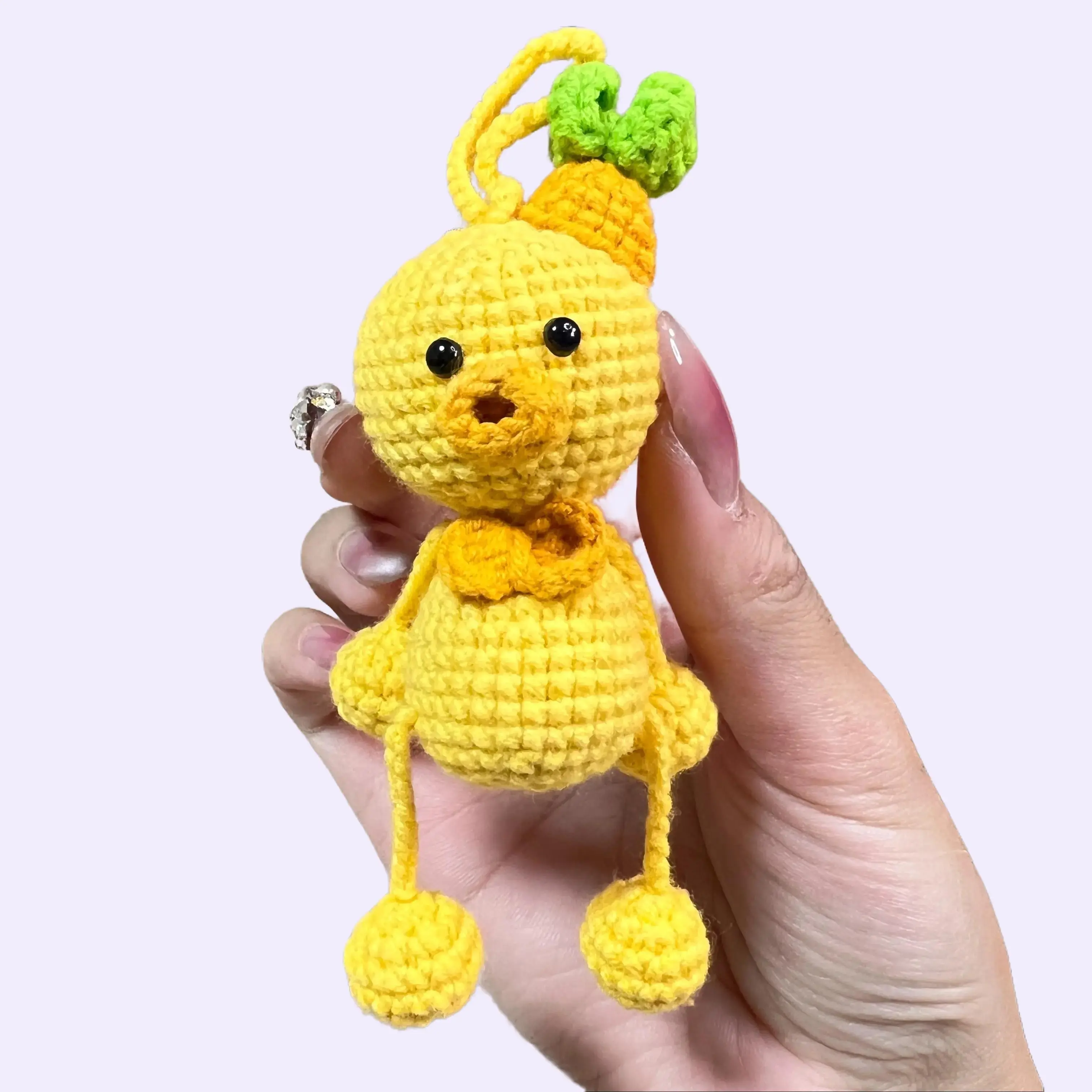 Handmade Amigurumi Crochet Yellow Dangling-Leg Duck Plushie