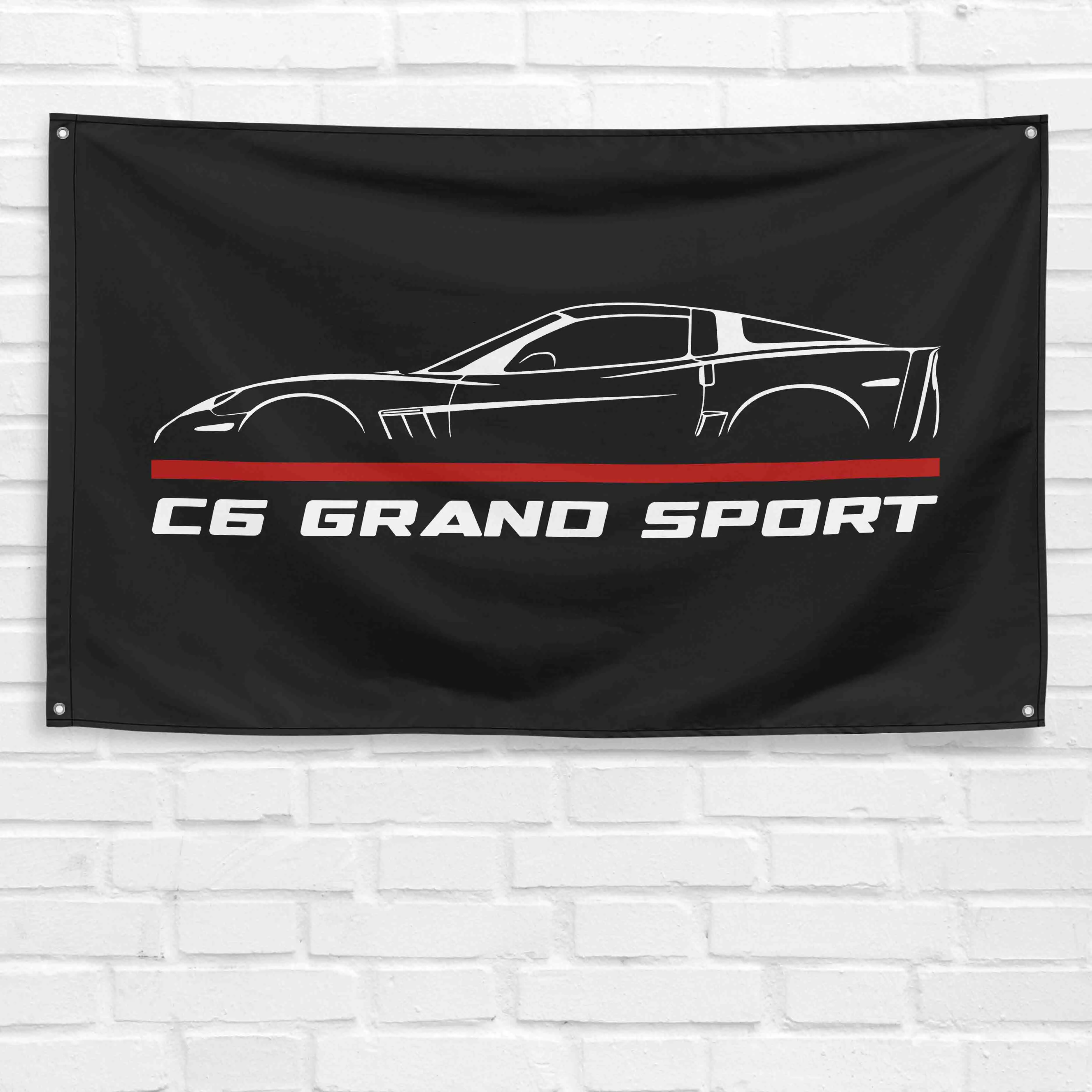 Corvette C6 Grand Sport 3 x 5 ft Hanging Synthetic Car Flag, Lightweight Durable Decorative Banner with Left-Side Sleeve, Indoor Garage Wall Decoration, Birthday Gift