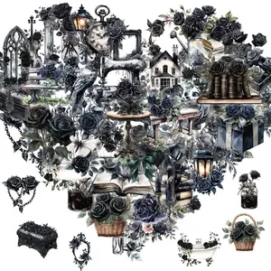Dark Aesthetic Sticker, 50pcs/set Gothic Style Scrapbook, Water Bottle Vinyl Waterproof Decal Sticker for Journal Skateboard Computer Guitar, Decor, Sticker Packs