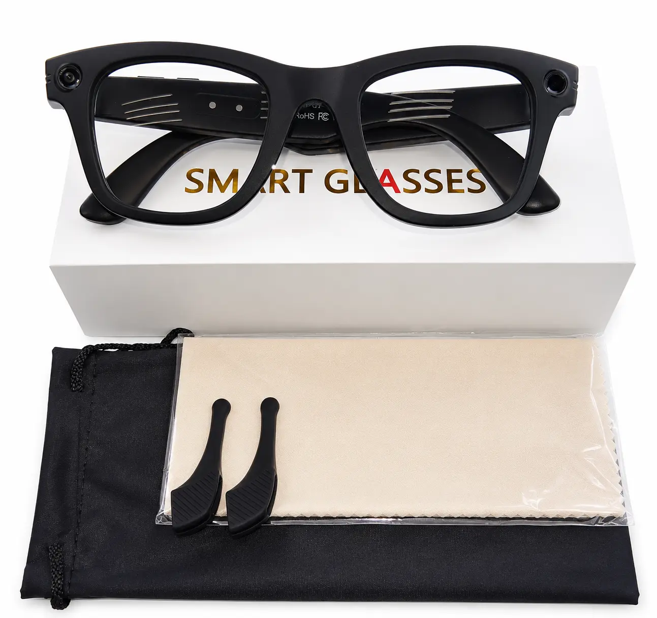 Black Smart Glasses - 4K Video Recording, High-Resolution Photo Capture, Hands-Free Operation, Bluetooth Connectivity