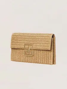 Retro straw chain small square bag, simple metal buckle shoulder clutch, fashionable and exquisite all-match shoulder crossbody small square bag, niche design literary style daily  all-match crossbody bag, Crossbody Clutch Purse, Vintage Chic Purse